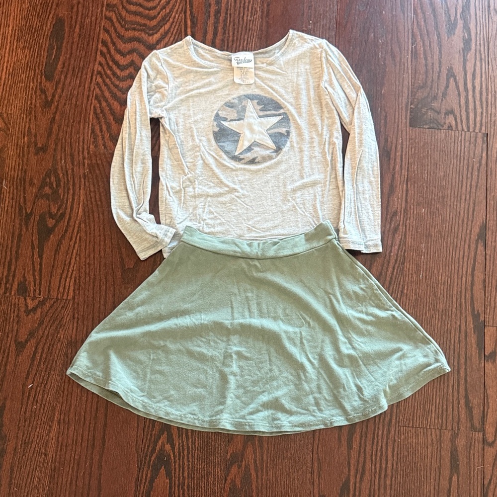 Kids Matching Set with Star Design - Gray and Green